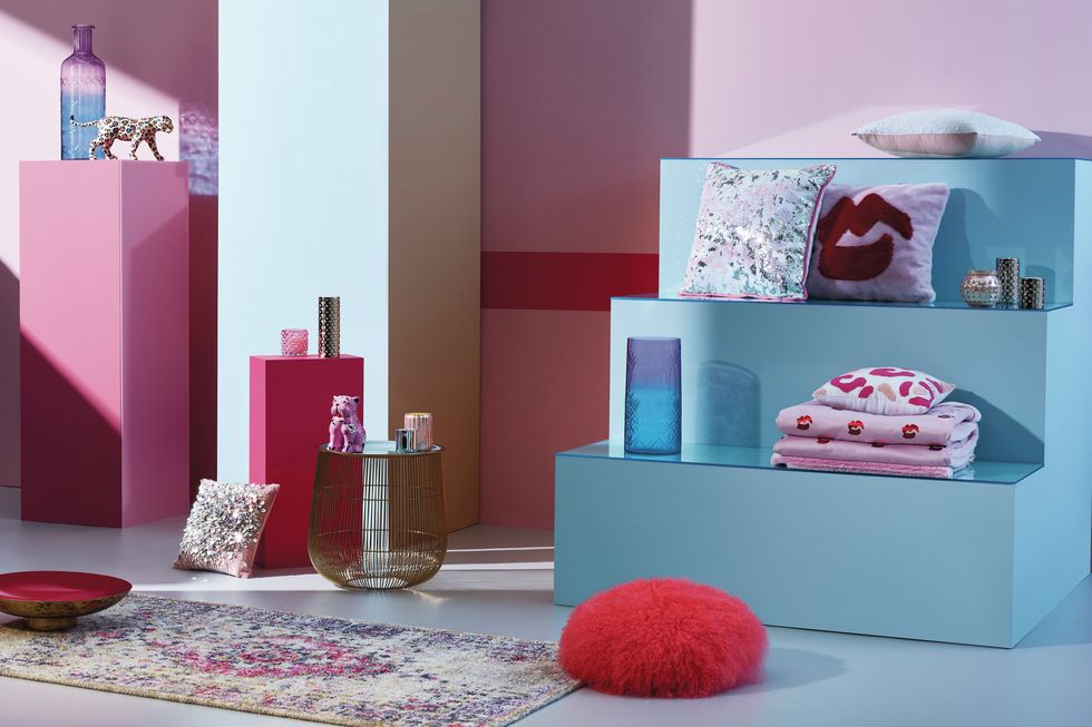 Room, Red, Pink, Interior design, Magenta, Purple, Interior design, Teal, Violet, Decoration, 