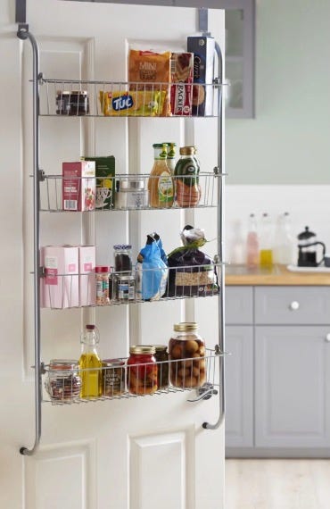 Shelf, Shelving, Furniture, Room, Cabinetry, Pantry, Home accessories, Food storage, Interior design, Kitchen, 