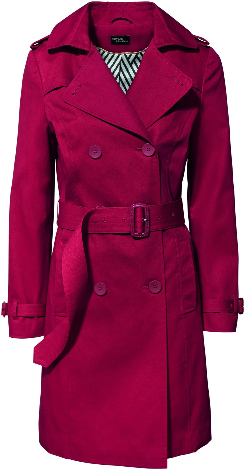 Clothing, Trench coat, Coat, Outerwear, Overcoat, Sleeve, Magenta, Collar, Duster, Pink, 