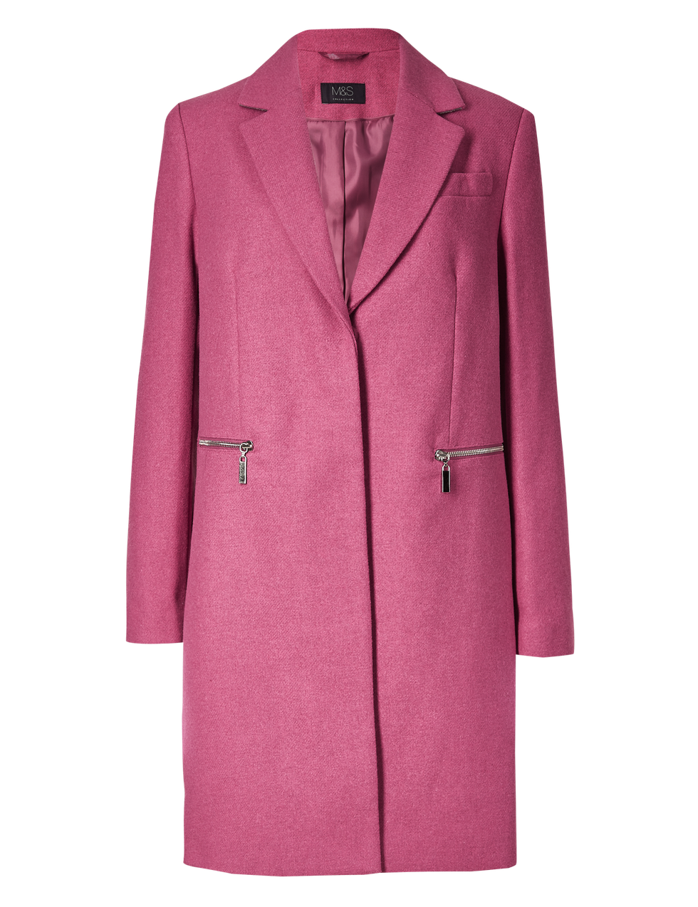 Clothing, Coat, Outerwear, Overcoat, Pink, Magenta, Sleeve, Trench coat, Jacket, Collar, 