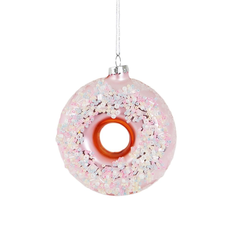 Lighting, Doughnut, Pink, Orange, Christmas ornament, Ornament, Interior design, Ceiling, 
