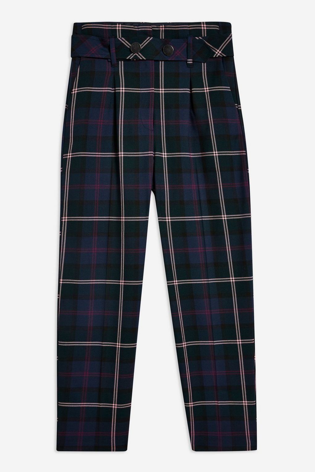 Topshop pink check tapered trousers in petite Never  Depop