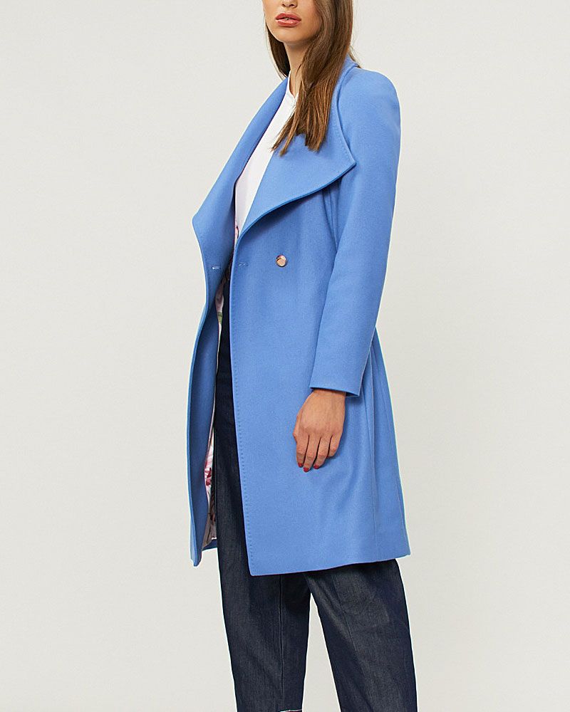 Clothing, Coat, Blue, Outerwear, Overcoat, Trench coat, Electric blue, Blazer, Sleeve, Jacket, 
