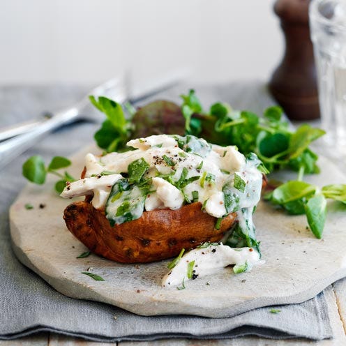 sweet potato recipes jacket sweet potato with chicken and tarragon