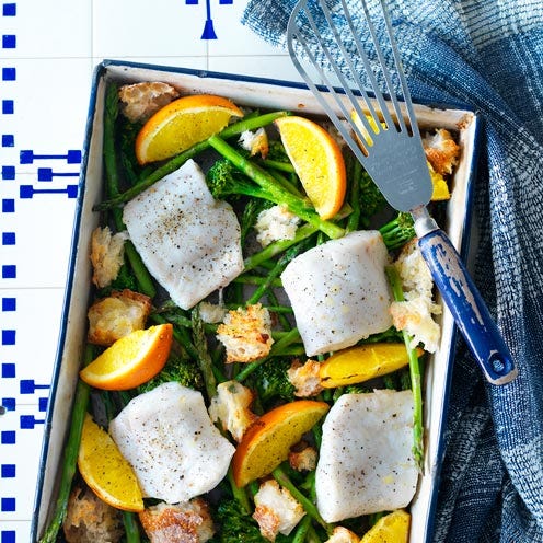 Zingy fish one-pan