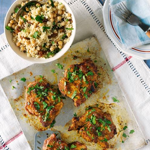 Curry Pork Steaks with Fruit Couscous
