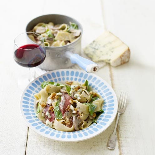steak with blue cheese and mushroom pappardelle