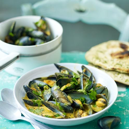 indian curried mussles