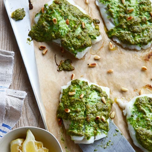 grilled fish with rocket pesto april recipe