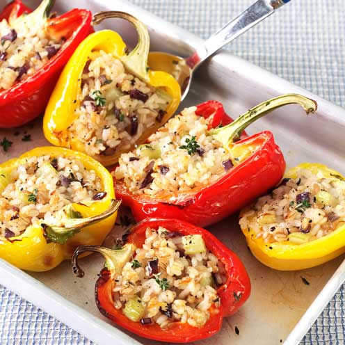 Food, Cuisine, Ingredient, Stuffed peppers, Dish, Produce, Vegetable, Bell peppers and chili peppers, Vegan nutrition, Recipe, 