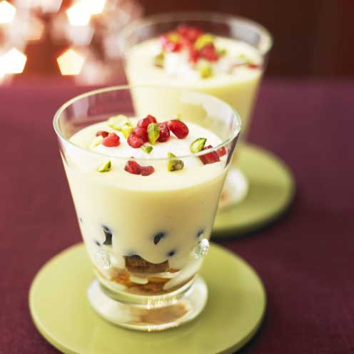 best trifle recipes pomegranate, blueberry and pistachio trifles
