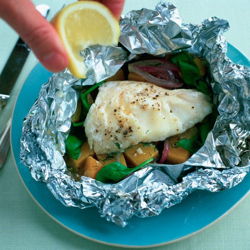 Foil-baked fish