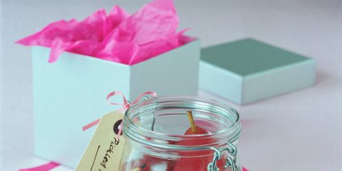 Red, Pink, Party supply, Carmine, Party favor, Box, Paper product, Sweetness, Present, Mason jar, 
