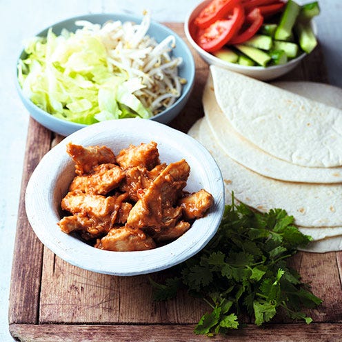 Chicken satay salad wraps