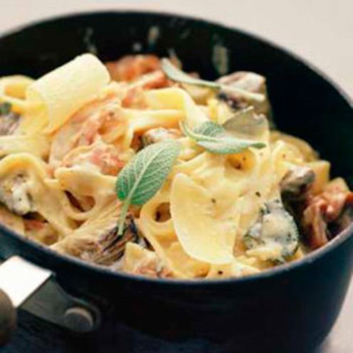 Creamy parma ham and artichoke tagliatelle - pasta recipe