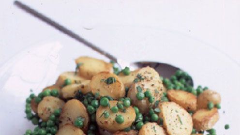 Jersey Royals with mint and petits pois