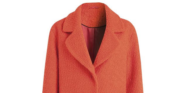 Product, Collar, Sleeve, Textile, Coat, Red, Outerwear, Pattern, Orange, Carmine, 