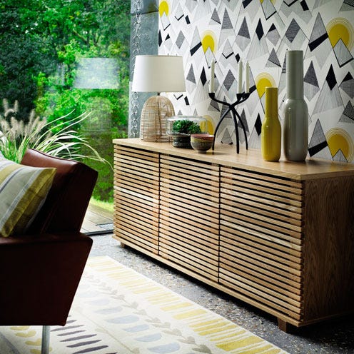 Room, Interior design, Interior design, Sideboard, Home accessories, Vase, Artifact, Still life photography, Home, Lampshade, 