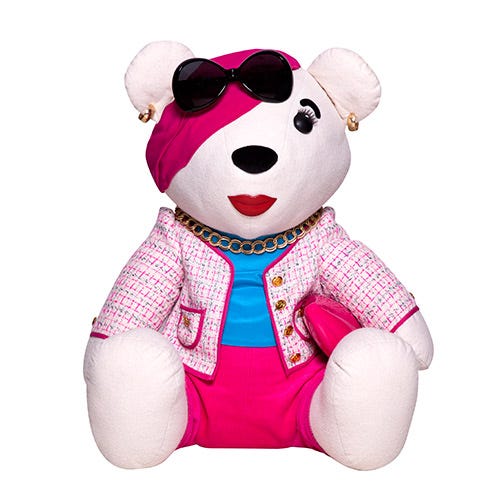 Toy, Stuffed toy, Plush, Pink, Magenta, Baby toys, Pattern, Teddy bear, Costume accessory, Baby & toddler clothing, 