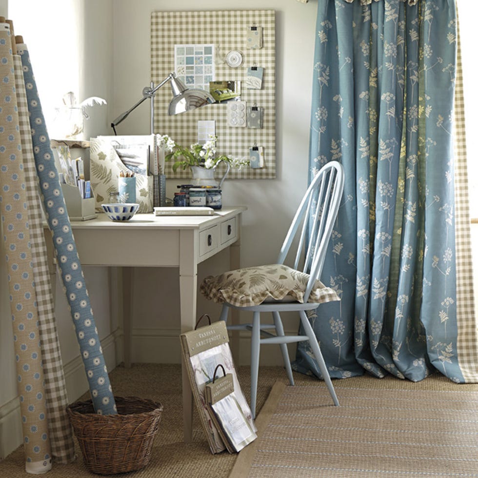 Room, Interior design, Floor, Textile, Flooring, Interior design, Window treatment, Teal, Basket, Home, 