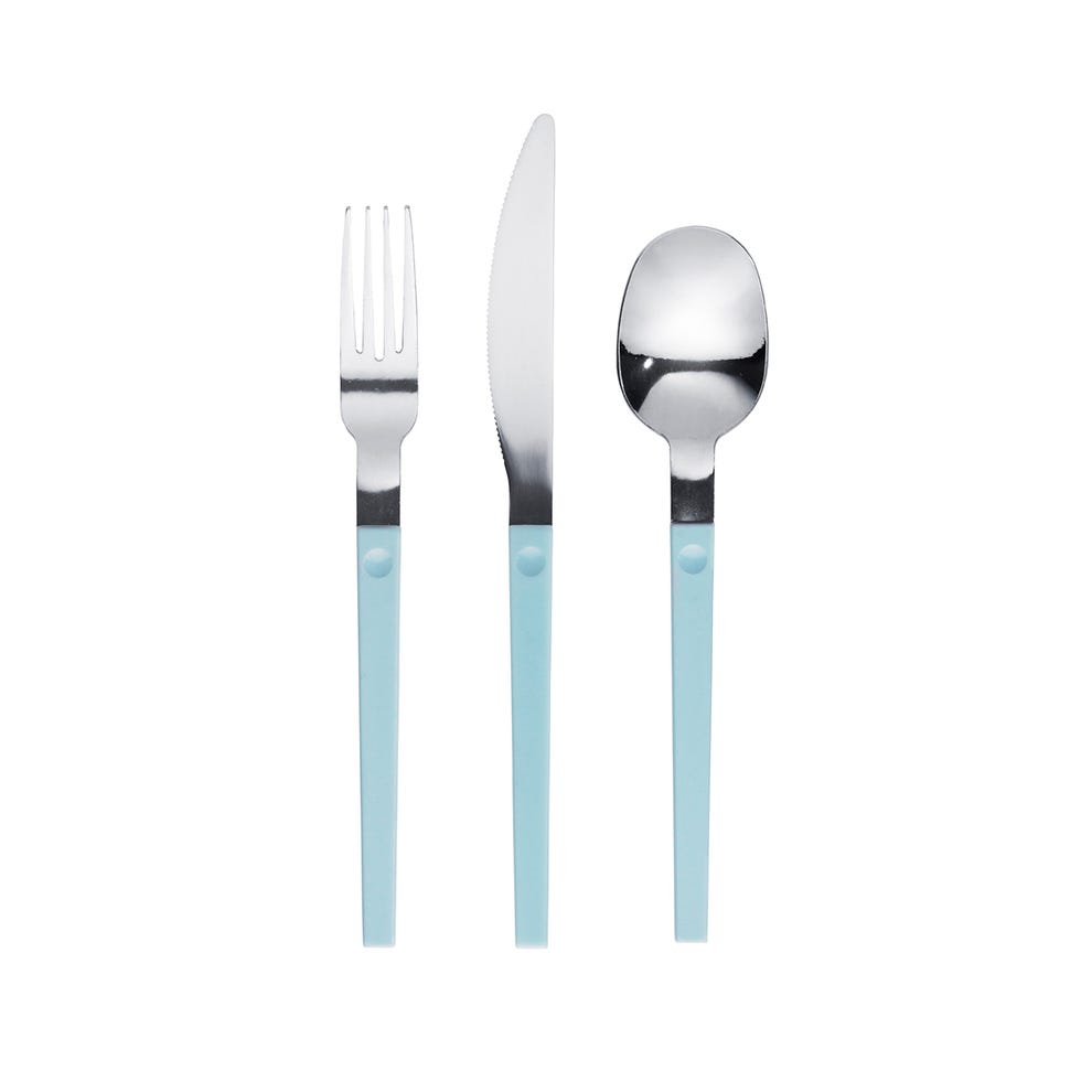 Teal, Steel, Kitchen utensil, Cutlery, 