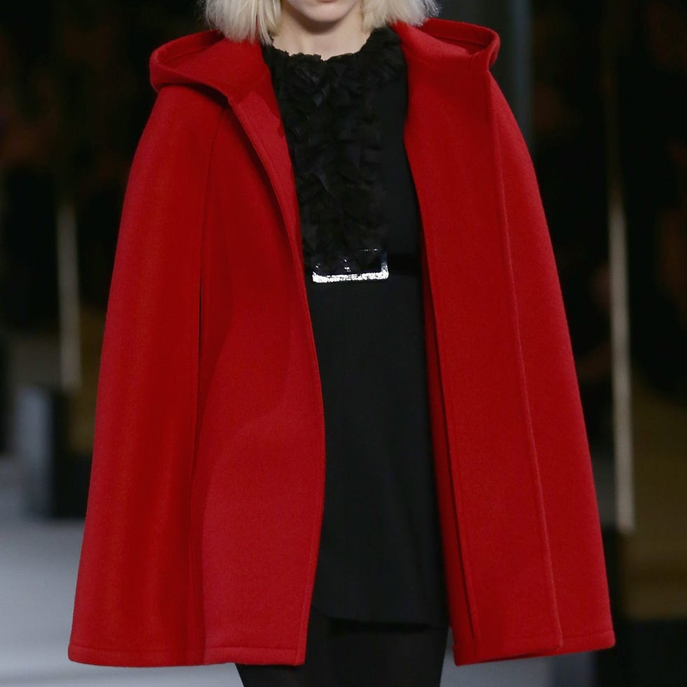 Sleeve, Textile, Outerwear, Red, Standing, Cloak, Collar, Coat, Winter, Fashion, 
