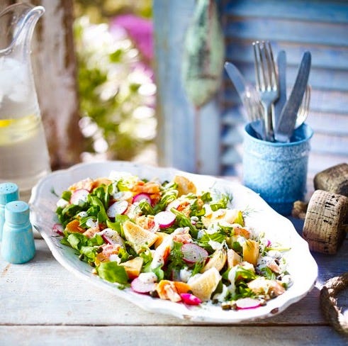 salmon recipes salmon and bagel salad
