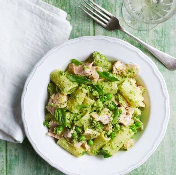 salmon recipes salmon and pea pesto pasta