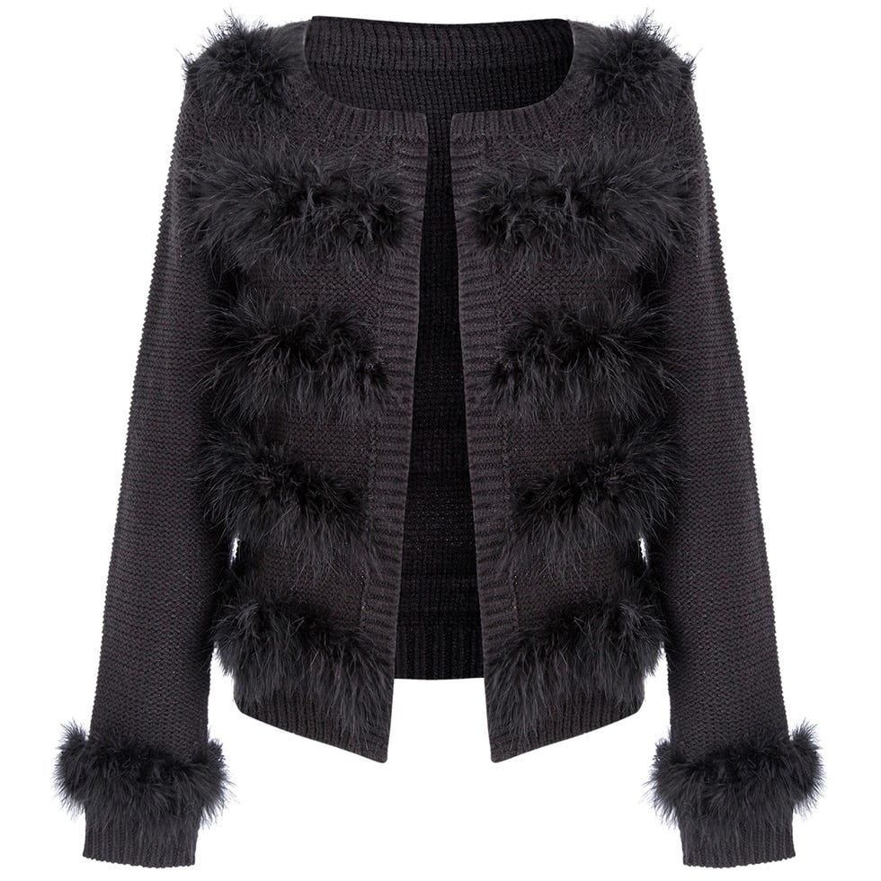 Textile, Fur clothing, Natural material, Costume accessory, Fashion, Wool, Black, Woolen, Animal product, Jacket, 