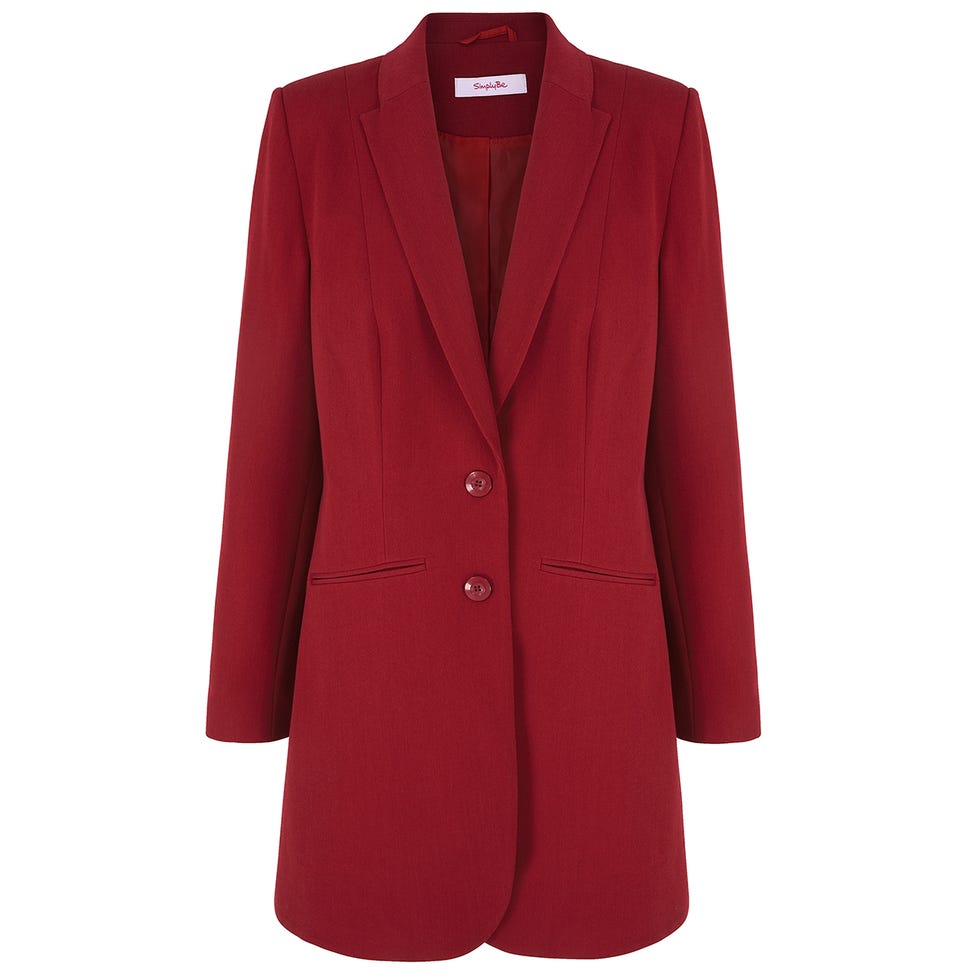 Clothing, Product, Collar, Sleeve, Coat, Textile, Red, Outerwear, Magenta, Pattern, 