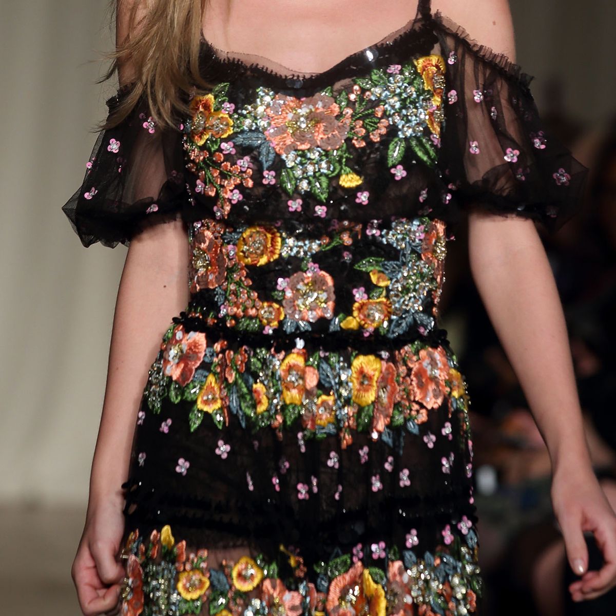 Clothing, Yellow, Shoulder, Joint, Day dress, One-piece garment, Waist, Fashion, Dress, Pattern, 