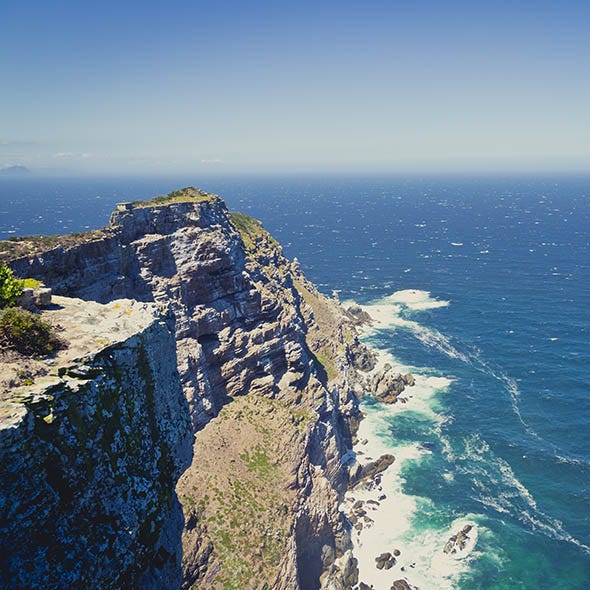 Coastal and oceanic landforms, Coast, Terrain, Rock, Ocean, Promontory, Headland, Bedrock, Sea, Azure, 