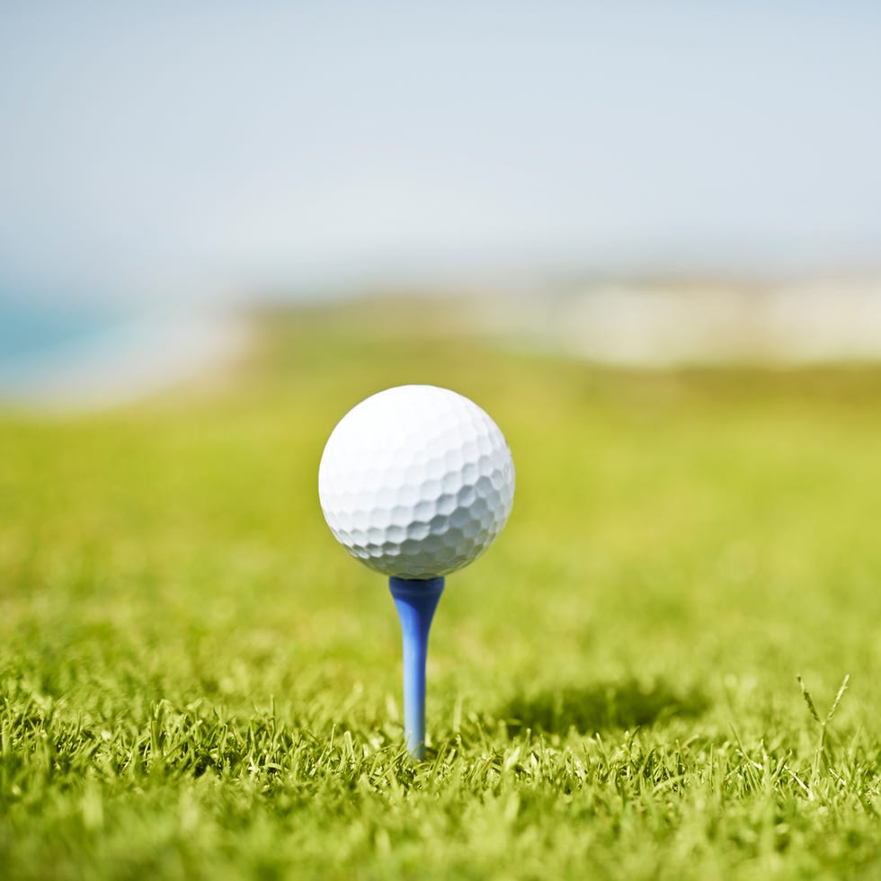 Grass, Daytime, Sports equipment, Golf ball, Tee, Golf equipment, Ball, Azure, Grassland, Golf, 