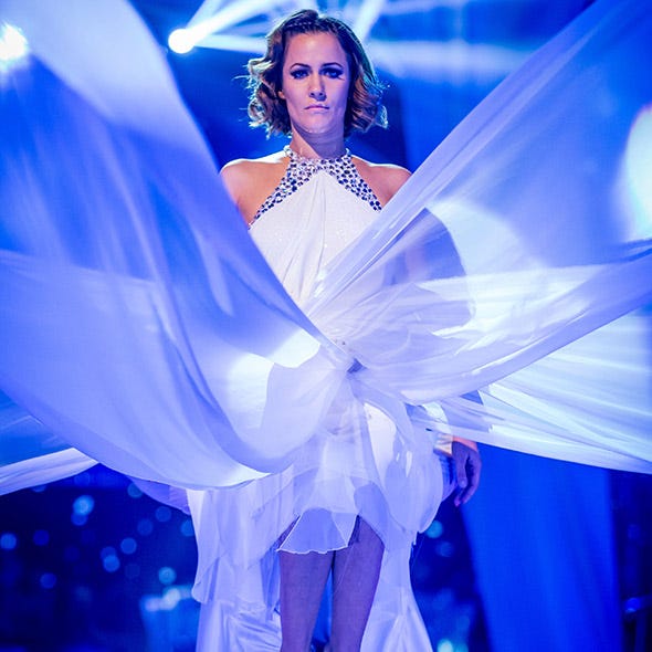 Blue, Electric blue, Fashion, Fashion model, Fashion show, Cobalt blue, Public event, Model, Haute couture, Majorelle blue, 