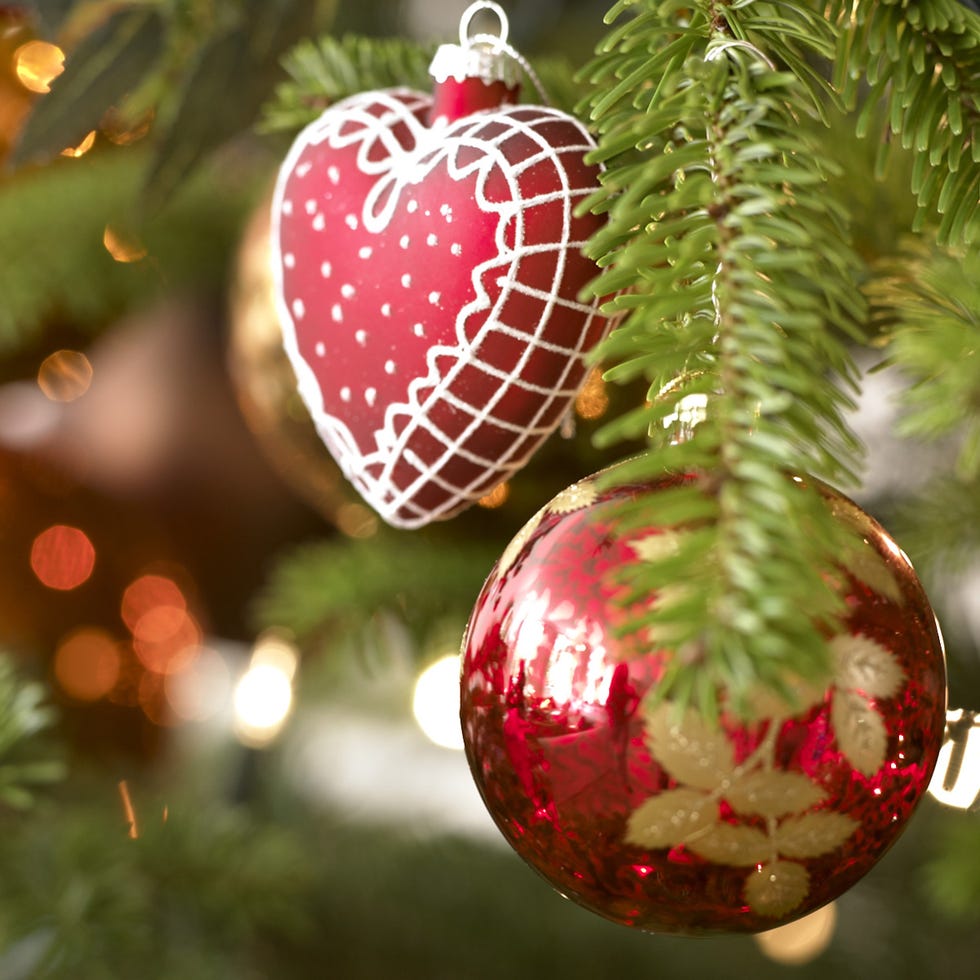 Event, Christmas decoration, Red, Christmas ornament, Holiday ornament, Christmas, Holiday, Ornament, Sphere, Interior design, 