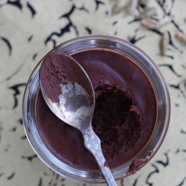 Kitchen utensil, Spoon, Maroon, Violet, Cutlery, Martini glass, Frozen dessert, Chocolate, 