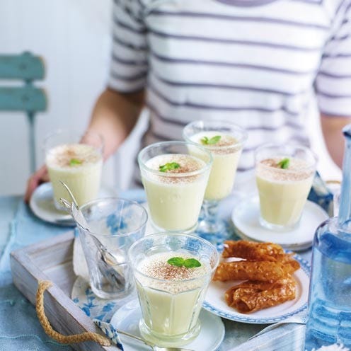 white chocolate and basil mousse