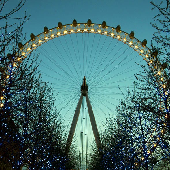 Nature, Branch, Blue, Daytime, Sky, Ferris wheel, Colorfulness, Sunlight, Summer, Landmark, 