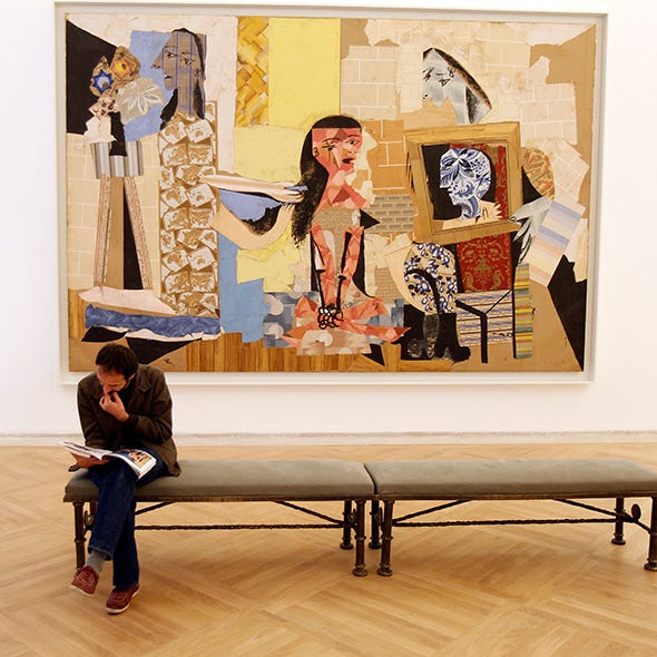 Floor, Flooring, Art, Visual arts, Modern art, Picture frame, Museum, Painting, Exhibition, Wood flooring, 