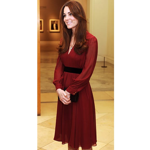 Clothing, Sleeve, Shoulder, Dress, Formal wear, One-piece garment, Day dress, Maroon, Long hair, Red hair, 