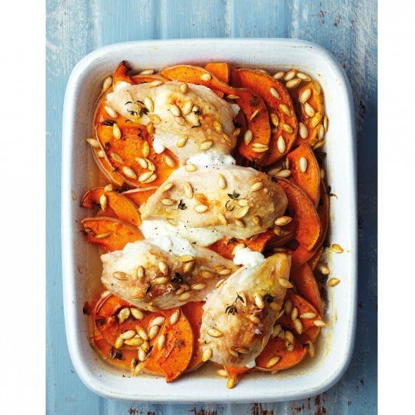 butternut boulangère baked chicken