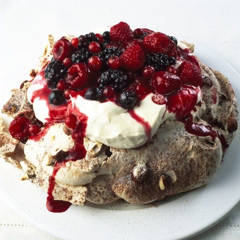 best pavlova recipes nutty chocolate and red fruit pavlova recipe