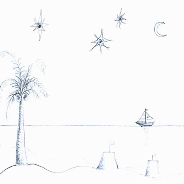 White, Line, Artwork, Line art, Illustration, Drawing, Water transportation, Painting, Palm tree, Sketch, 