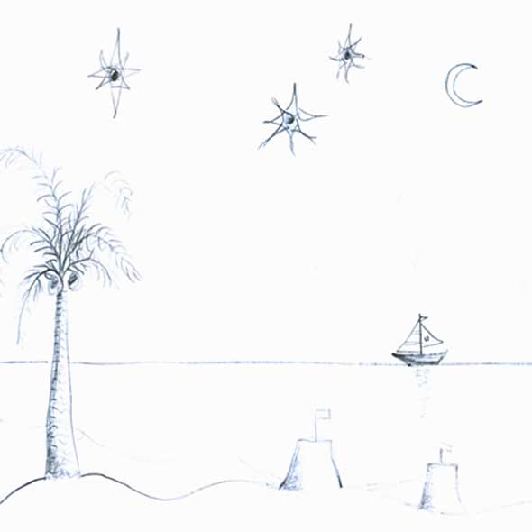White, Line, Artwork, Line art, Illustration, Drawing, Water transportation, Painting, Palm tree, Sketch, 