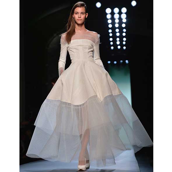 Clothing, Sleeve, Dress, Shoulder, Textile, Bridal clothing, Formal wear, Gown, Wedding dress, One-piece garment, 