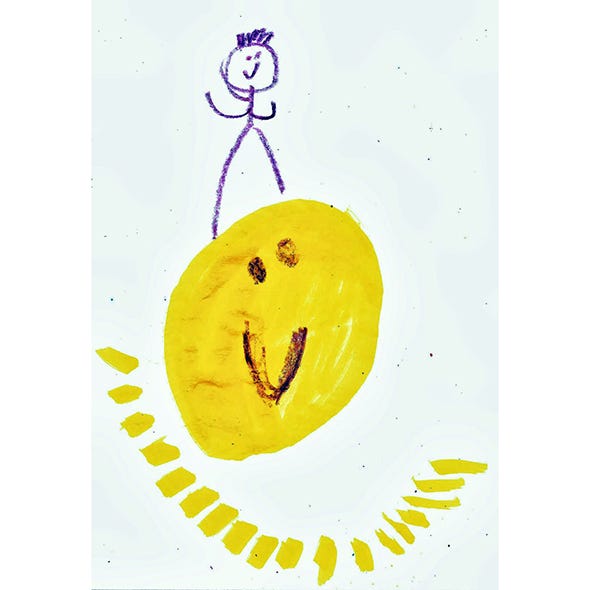 Yellow, Facial expression, Smiley, Emoticon, Drawing, Illustration, Child art, Circle, Painting, Graphics, 