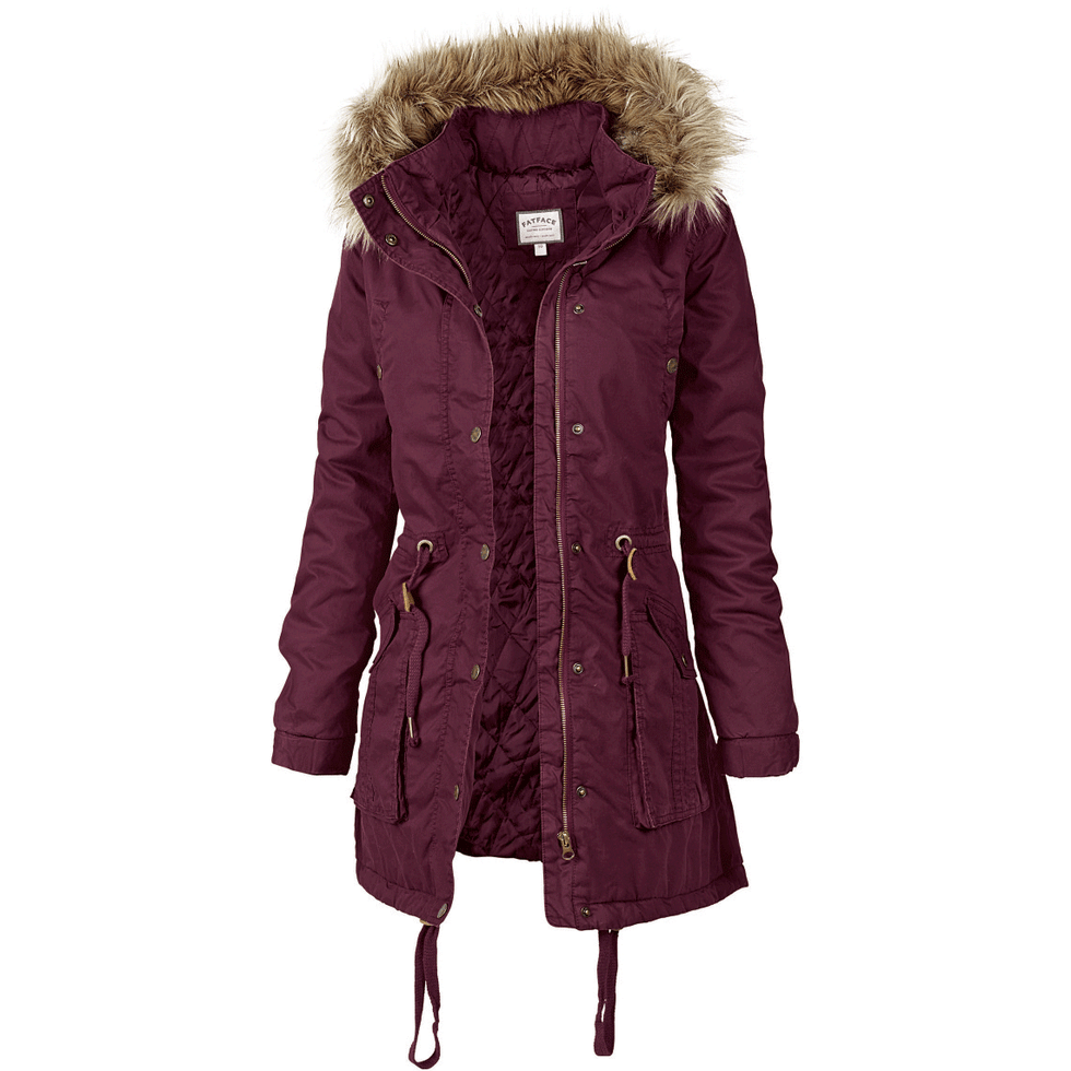 Clothing, Jacket, Sleeve, Textile, Outerwear, Coat, Magenta, Collar, Purple, Fur clothing, 