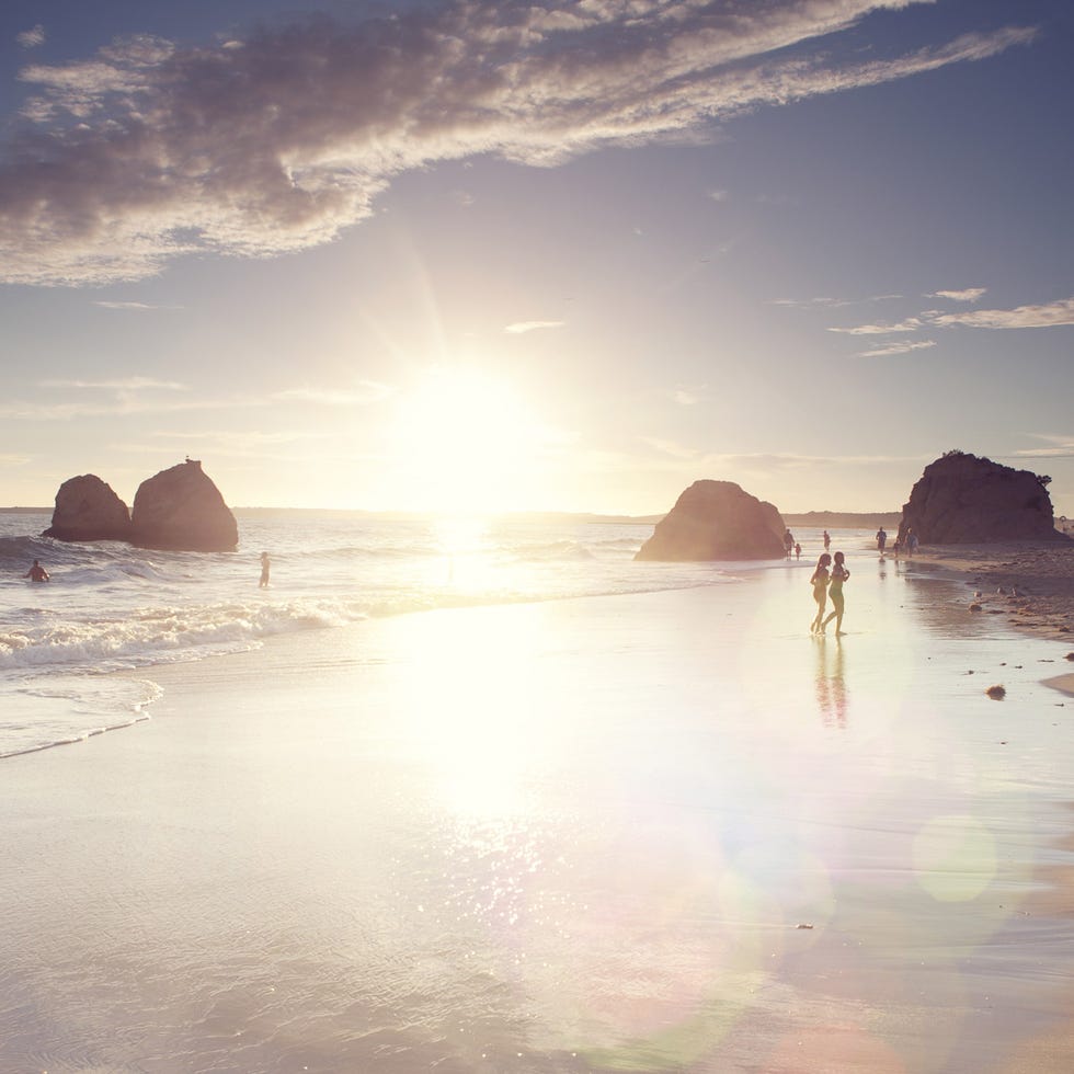 Coastal and oceanic landforms, Cloud, Rock, Island, Reflection, Coast, Sunset, Ocean, Sunrise, Formation, 