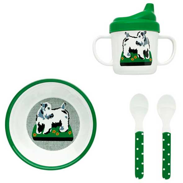 Green, Dishware, Kitchen utensil, Cutlery, Bovine, Graphics, Costume hat, Plastic, Working animal, Symbol, 