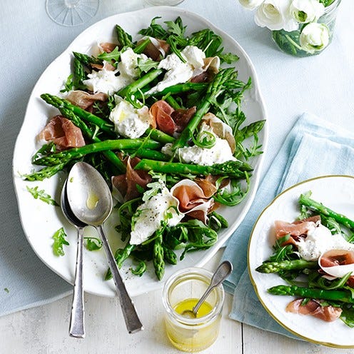best asparagus recipes asparagus, burrata and prosciutto salad